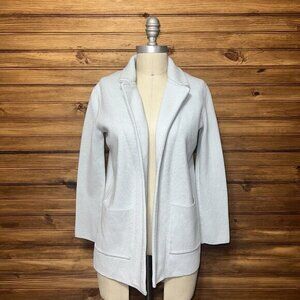 Magaschoni Womens Cardigan Size XS Open Front Sweater Blazer Light Blue Wool Ble